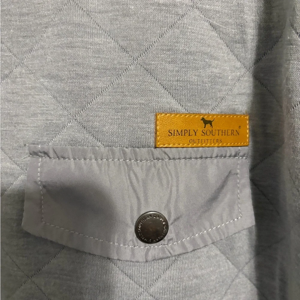 Simply Southern Gray Quilted Men's Pullover 1/4 Snap Closure  Preppy Casual XL
